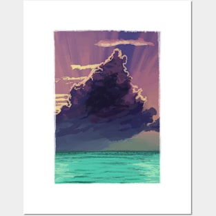 Sunset ocean Posters and Art